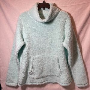 St. John’s Bay Ladies soft cozy pullover with kangaroo pouch. Large Light teal.